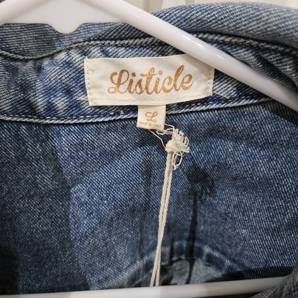 Listicle Jean Jacket With Ruffle Trim - Picture 2 of 4